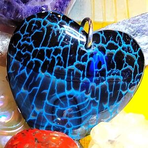 🔥NWT- BLUE 💥 DRAGON'S VEIN HEART PENDANT.  STERLING CHAIN. U CHOOSE LENGTH.👇